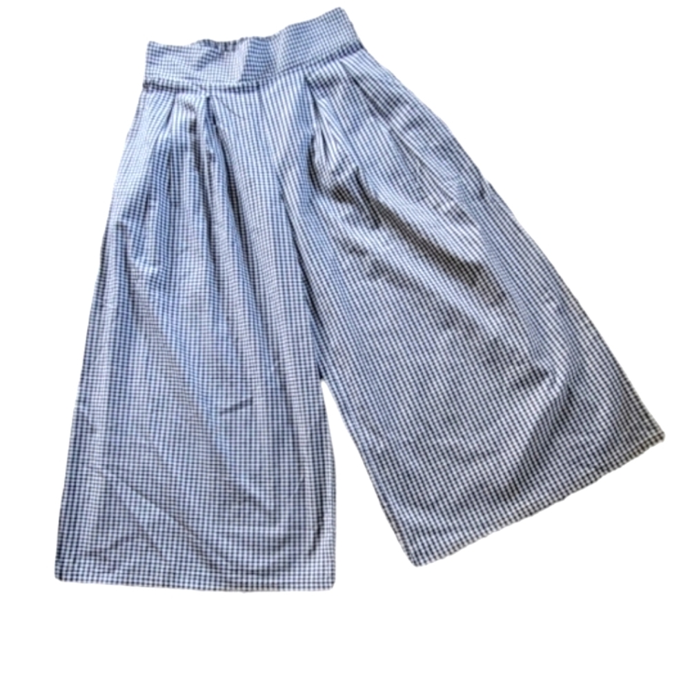 MISA Matos Los Angeles wide leg cropped gingham pant.